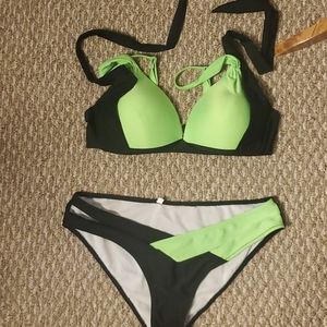 Bright Green/Black Bikini Set